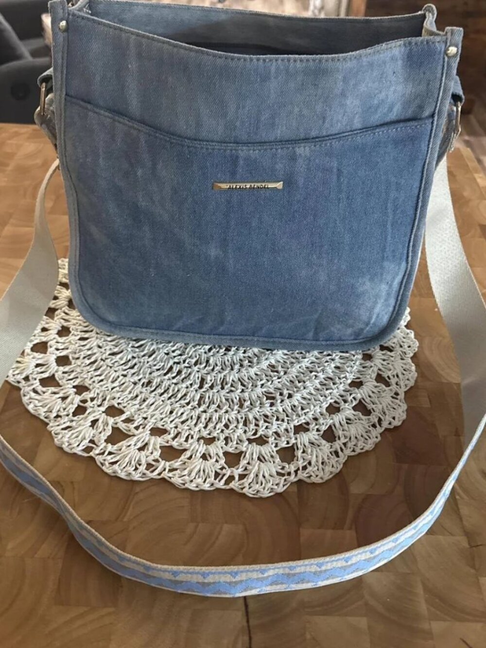 Alexis Bendel Blue Denim Designer Crossbody/ Shoulder bag EUC